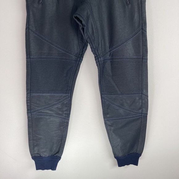 True Religion Mens Coated Moto Jogger Pants Jet Black Size Medium Pockets - Picture 6 of 10